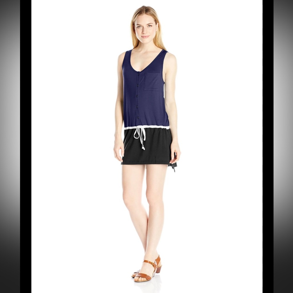 LOLE Women’s Navy/Black Anita Drawstring Tunic Swimsuit Cover-Up—XS - Picture 11 of 13
